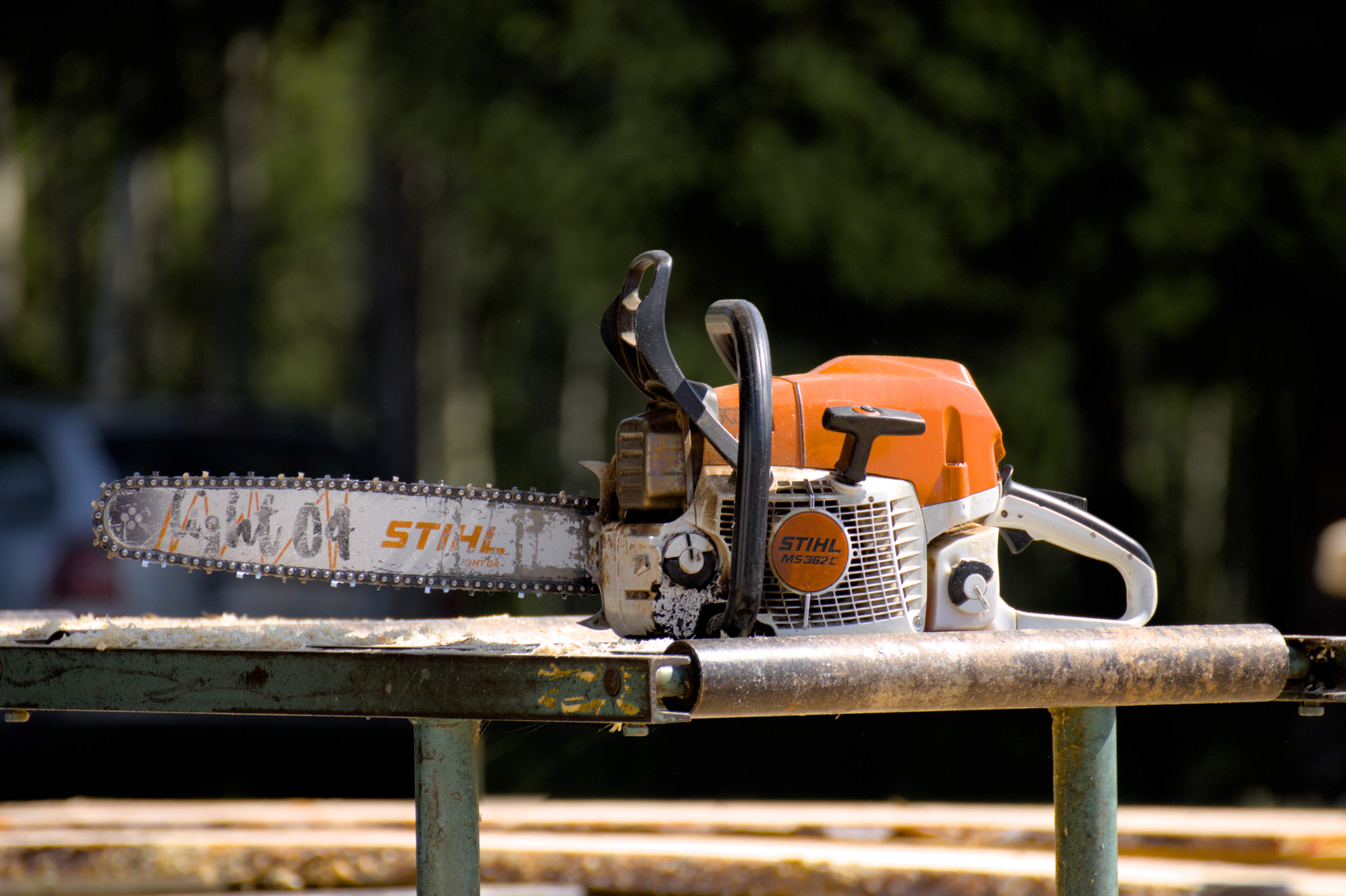 Tartak Skarbki – piłarka Stihl na stanowisku pracy